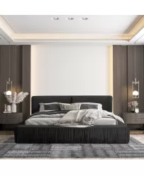 Łóżko tapicerowane 160x200 Naomi czarne ze stelażem i pojemnikiem