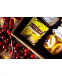Elegancki zestaw prezentowy herbata, cytrynki w rumie, konfitura