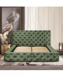Łóżko tapicerowane 180x200 CARLA zielone ze stelażem i pojemnikiem na pościel