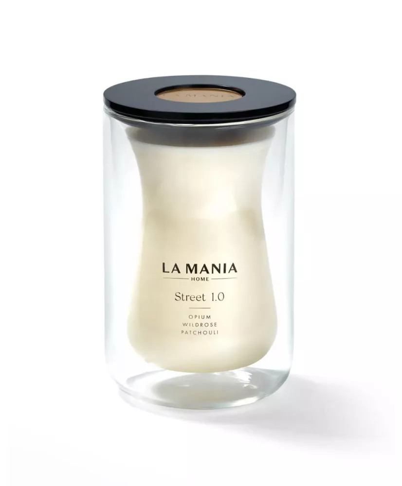 La Mania świeca sojowa Street 1.0 szklana XL 1150 g - opium, dzika róża, paczula