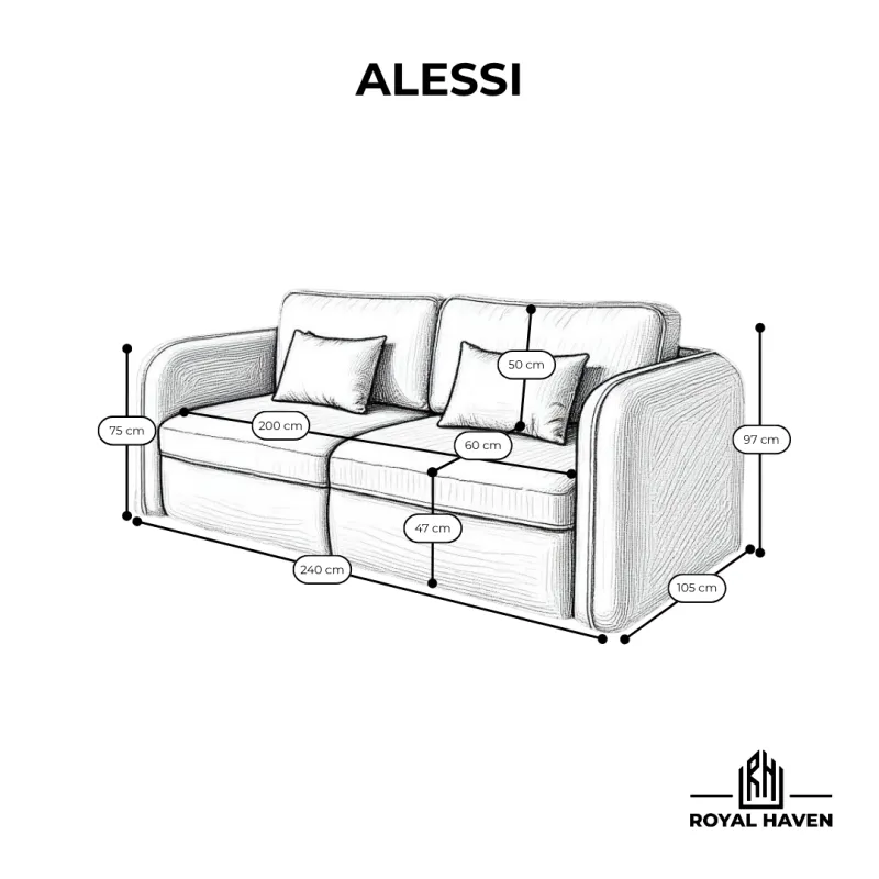 Sofa ALESSI z funkcją spania i pojemnikiem na pościel