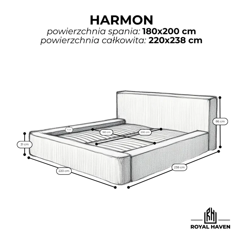 Łóżko tapicerowane 180x200 HARMON