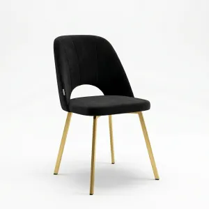 Krzesło tapicerowane welurowe GILDA - krzesło do salonu i jadalni ze złotymi nogami w stylu glamour