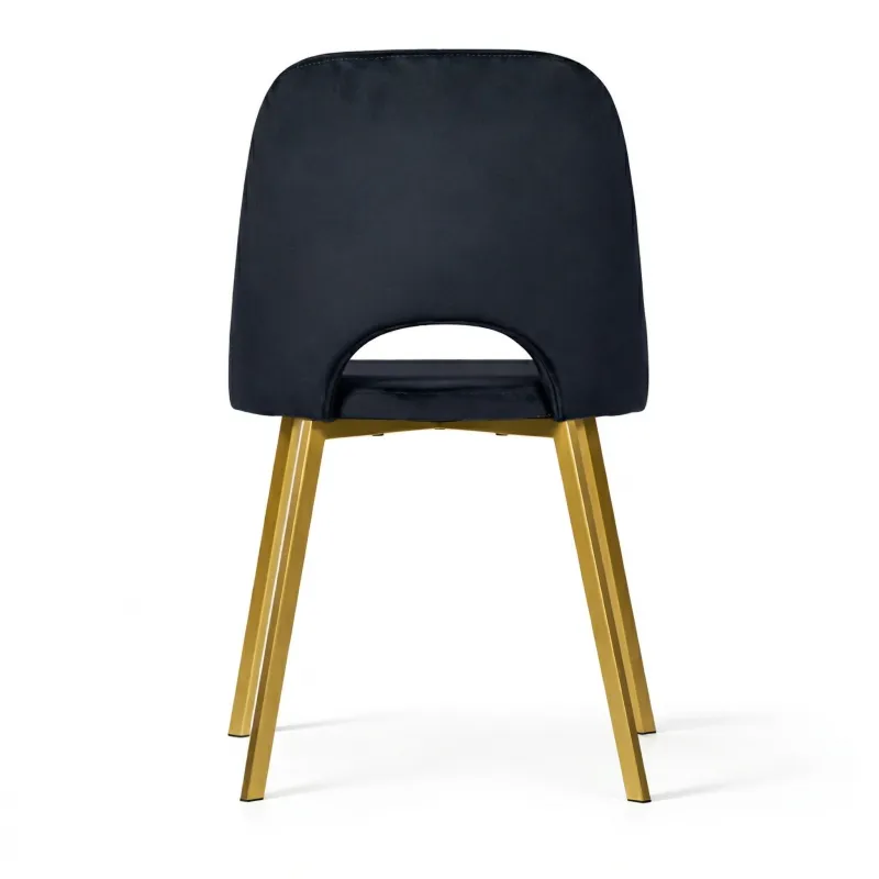 Krzesło tapicerowane welurowe GILDA - krzesło do salonu i jadalni ze złotymi nogami w stylu glamour