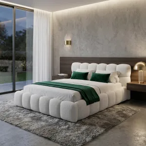 Łóżko tapicerowane 120x200 BOSTON SLIM białe ze stelażem i pojemnikiem Polska produkcja kolor do wyboru