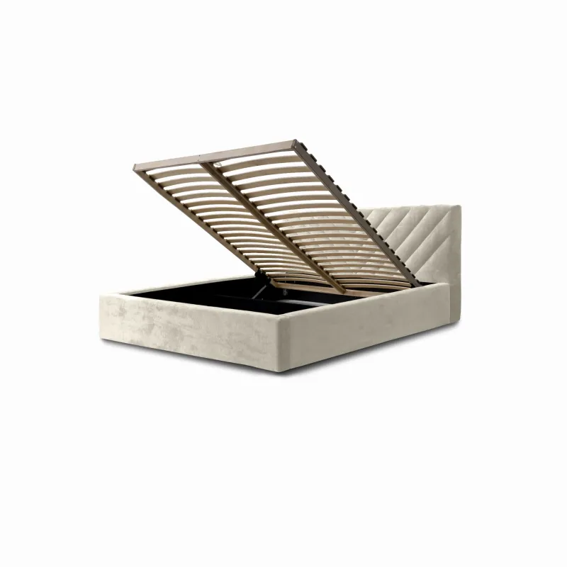 Łóżko tapicerowane kremowe 140x200 VEGAS Chevron