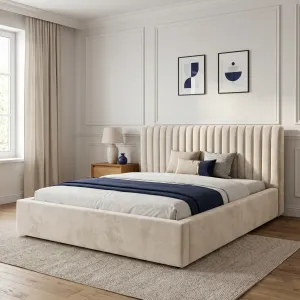 Łóżko tapicerowane 180x200 VEGAS Classic kremowe ze stelażem i pojemnikiem Polska produkcja kolor do wyboru