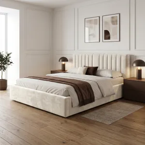 Łóżko tapicerowane 180x200 VEGAS Center kremowe ze stelażem i pojemnikiem Polska produkcja kolor do wyboru