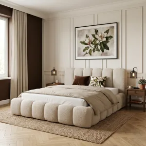 Łóżko tapicerowane 140x200 DALLAS SLIM beżowe ze stelażem i pojemnikiem kolor do wyboru polska produkcja