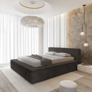 [OUTLET] Łóżko tapicerowane 160x200 MELODY Vito 18 z pojemnikiem i stelażem