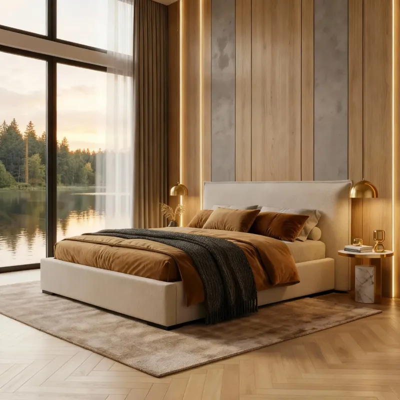 Łóżko tapicerowane beżowe 160x200 NEVADA