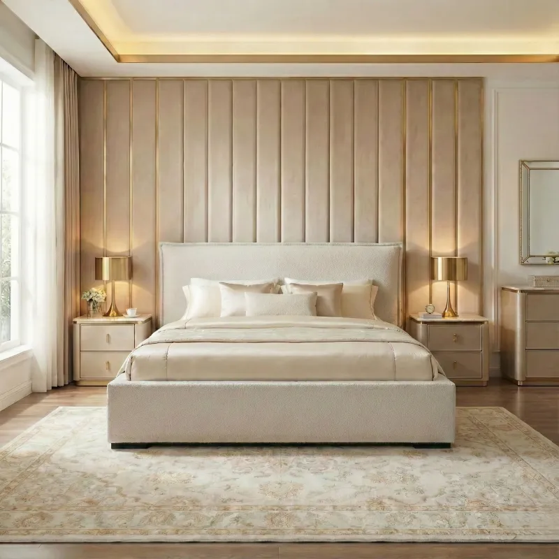 Łóżko tapicerowane beżowe 160x200 NEVADA