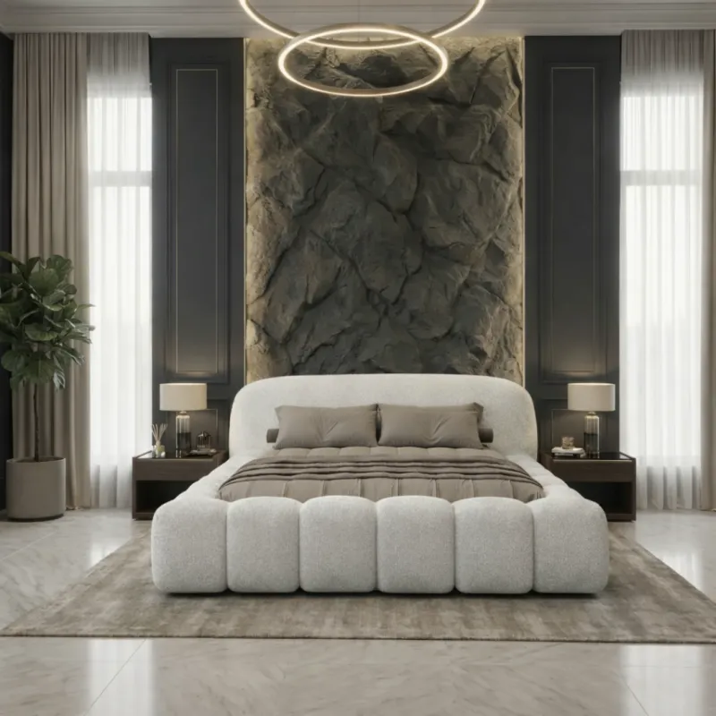 Łóżko tapicerowane beżowe 180x200 ORLANDO