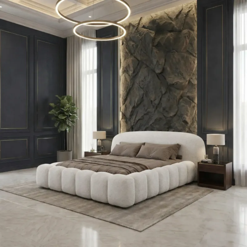 Łóżko tapicerowane beżowe 180x200 ORLANDO