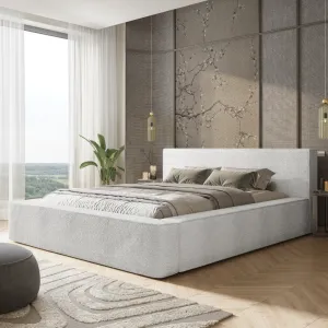 [OUTLET] Łóżko tapicerowane 140x200 ALMA Quelle 01 ze stelażem i pojemnikiem