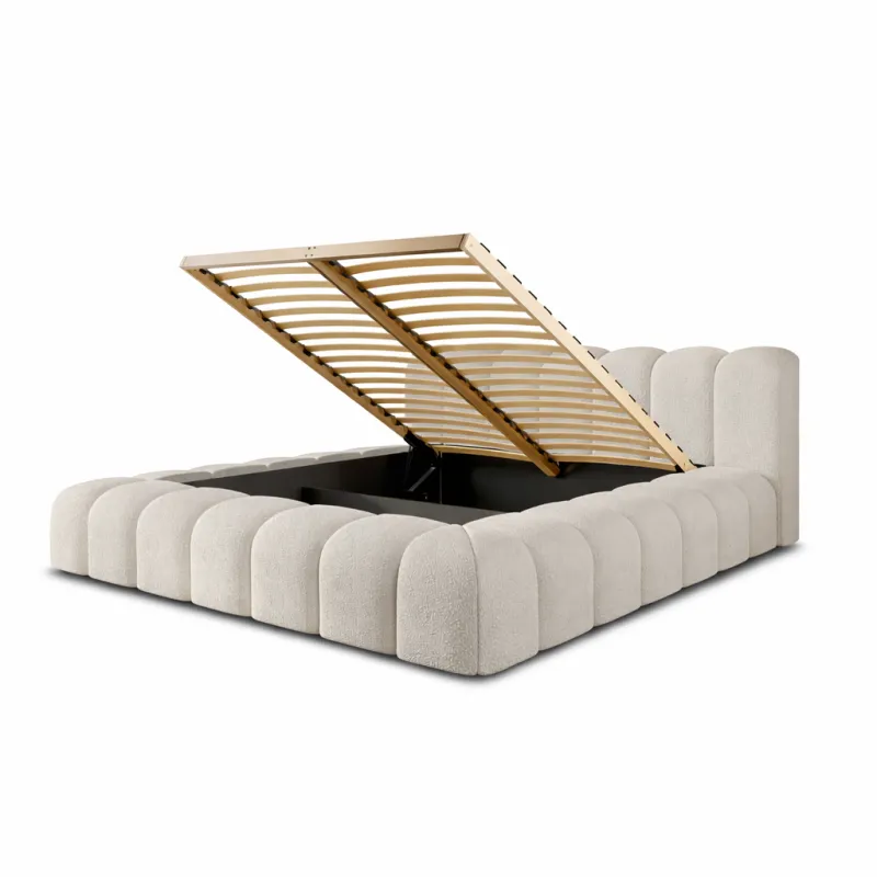 Łóżko tapicerowane beżowe 140x200 AURORA