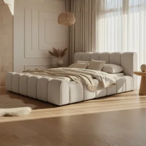 [OUTLET] Łóżko tapicerowane 140x200 ADELL Quelle 03 ze stelażem i pojemnikiem