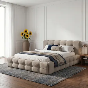 Łóżko tapicerowane 180x200 GRACE beżowe ze stelażem i pojemnikiem Polska produkcja kolor do wyboru