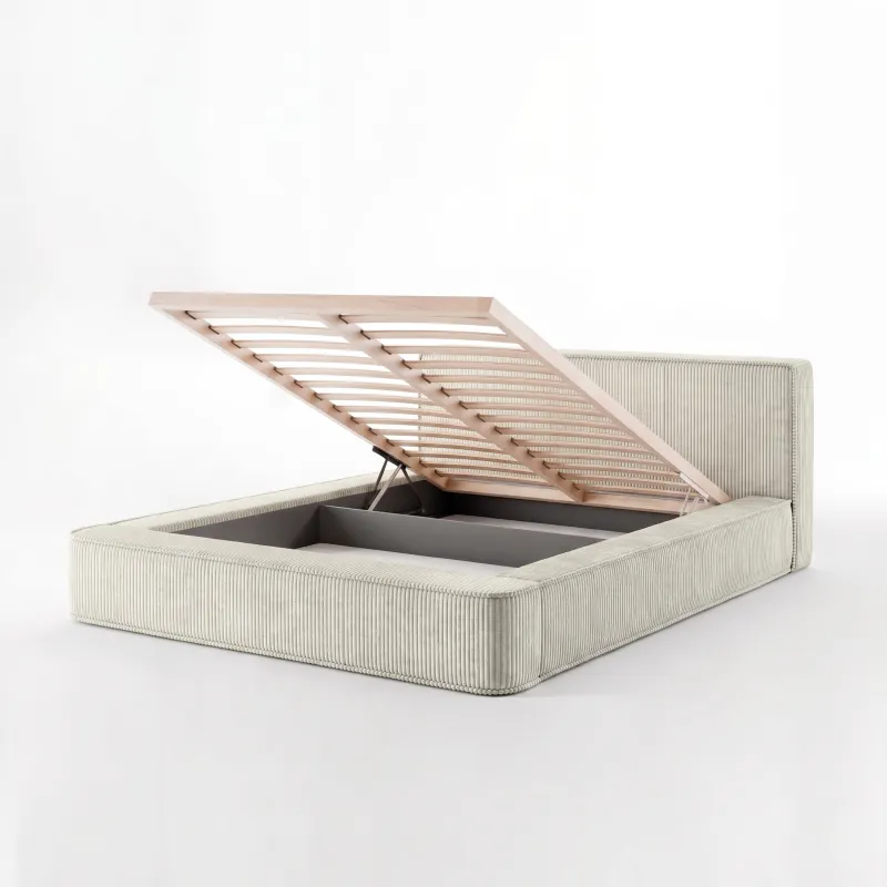 Łóżko tapicerowane 180x200 HARMON beżowe ze stelażem i pojemnikiem Polska produkcja kolor do wyboru