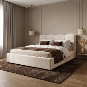 Łóżko tapicerowane 200x200 FARO beżowe ze stelażem i pojemnikiem Polska produkcja kolor do wyboru