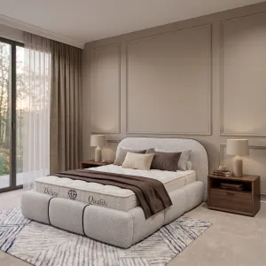 Łóżko tapicerowane 200x200 OHIO białe z pojemnikiem i stelażem Polska produkcja kolor do zmiany