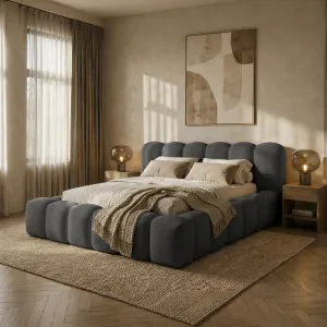 [OUTLET] Łóżko tapicerowane 180x200 DALLAS szare Quelle 92 ze stelażem i pojemnikiem polska produkcja 