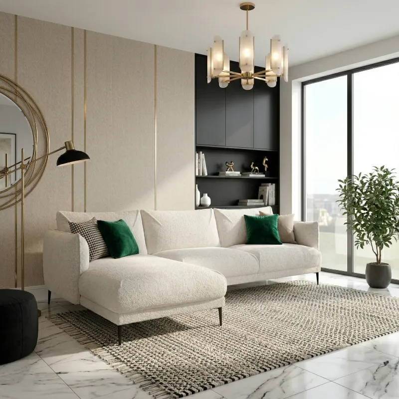 Narożnik FENIX L-kształtny nowoczesny trzyosobowy lewostronny tkanina welur