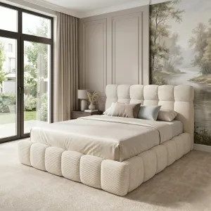 Łóżko tapicerowane 200x200 DENVER SLIM beżowe z pojemnikiem i stelażem Polska produkcja kolor do wyboru 