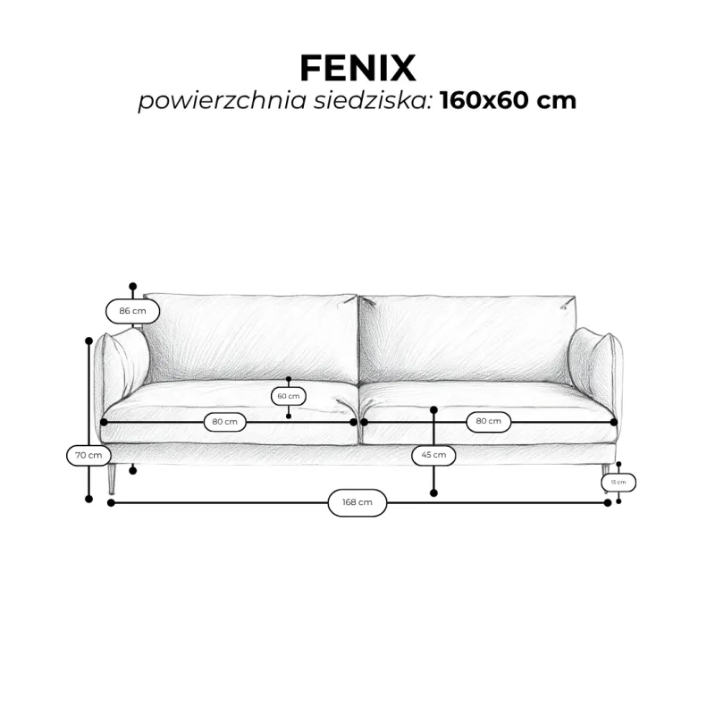 Sofa FENIX dwuosobowa tapicerowana