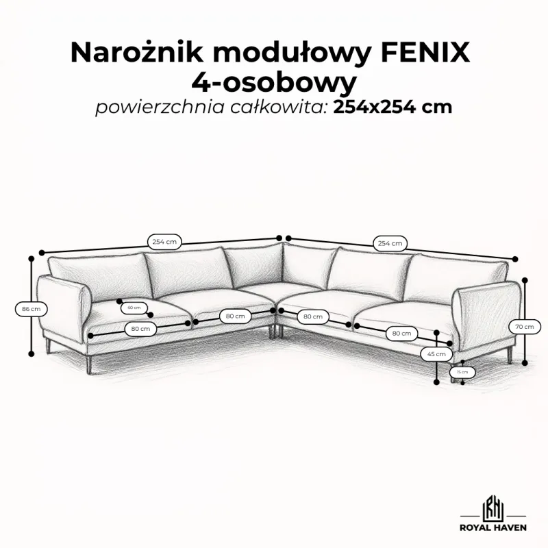 Narożnik modułowy FENIX 4-osobowy kremowy boucle lewy/prawy - do spania okazjonalnego, nowoczesny do salonu