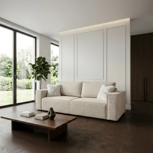 SOFA ETNA - nowoczesna sofa z funkcją spania i pojemnikiem na pościel beżowa