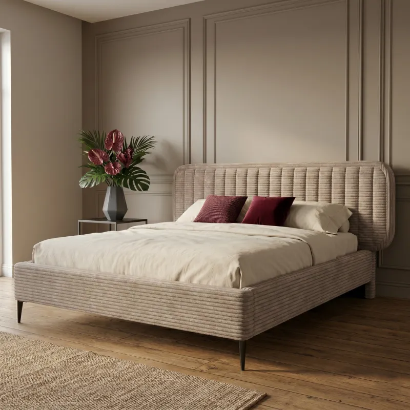 Łóżko tapicerowane beżowe 120x200