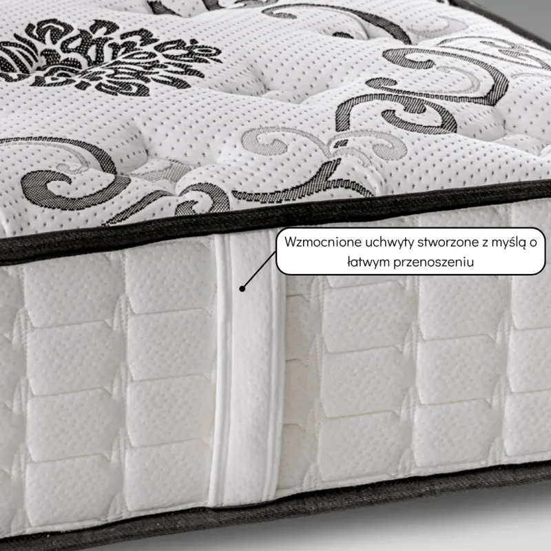 Materac Hybrydowy 200x200 H3 Średnio Twardy Kieszeniowy 7 stref Biały GA COMFORT 26 cm
