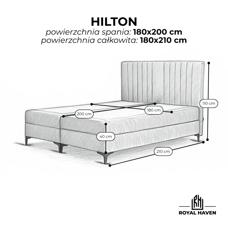 Łóżko kontynentalne 180x200 HILTON