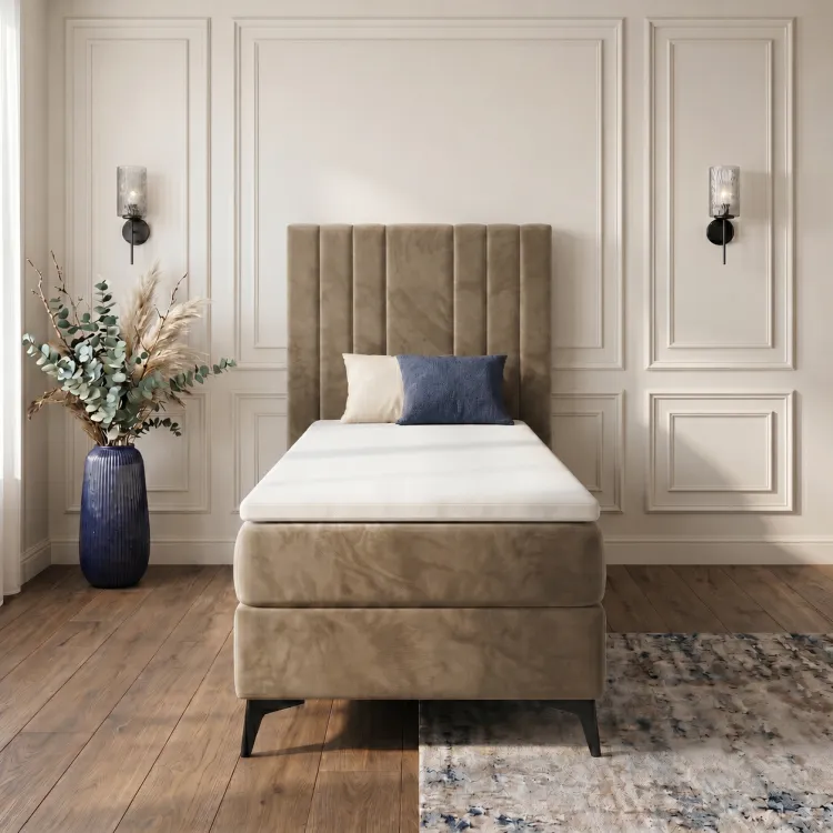 Łóżko kontynentalne beżowe 80x200 HILTON