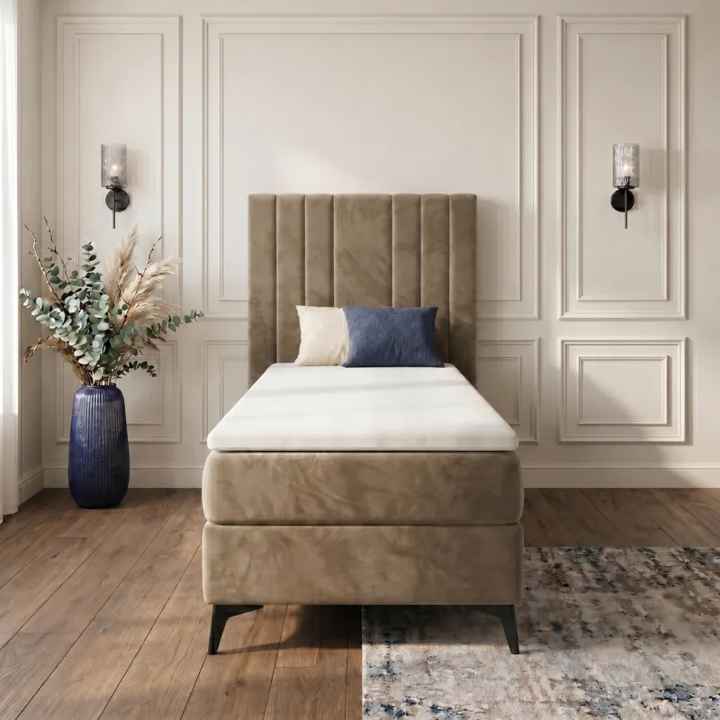 Łóżko kontynentalne beżowe 80x200 HILTON