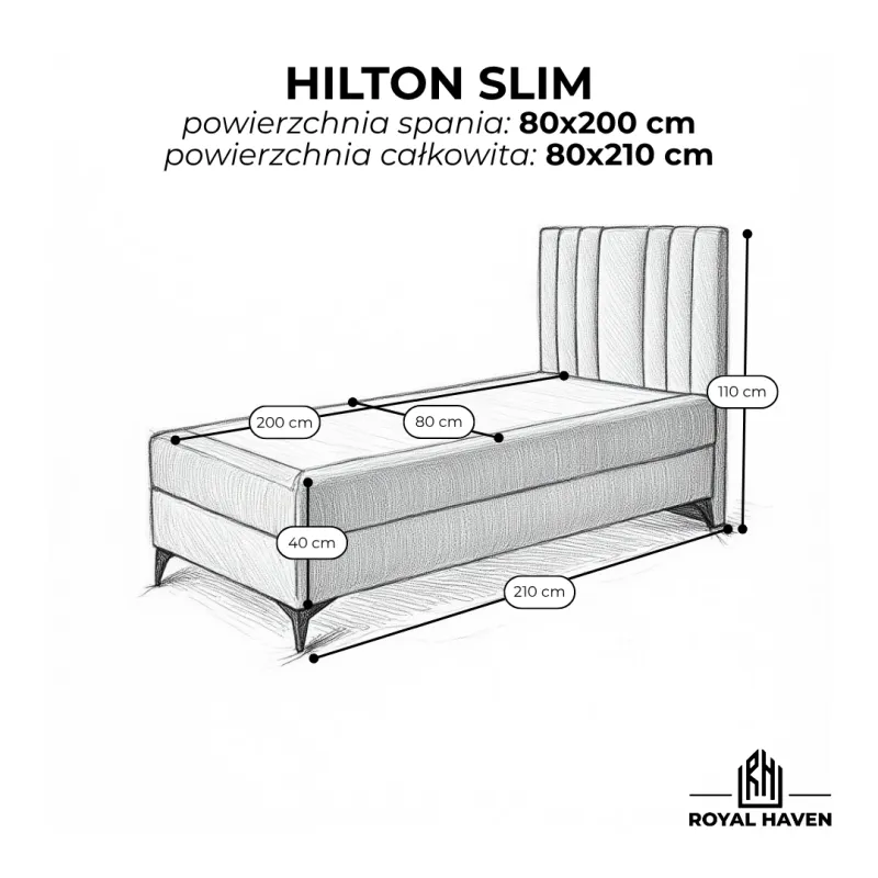 Łóżko kontynentalne beżowe 80x200 HILTON