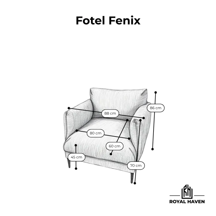 Fotel tapicerowany wypoczynkowy FENIX beżowy do salonu Polska produkcja kolor do wyboru