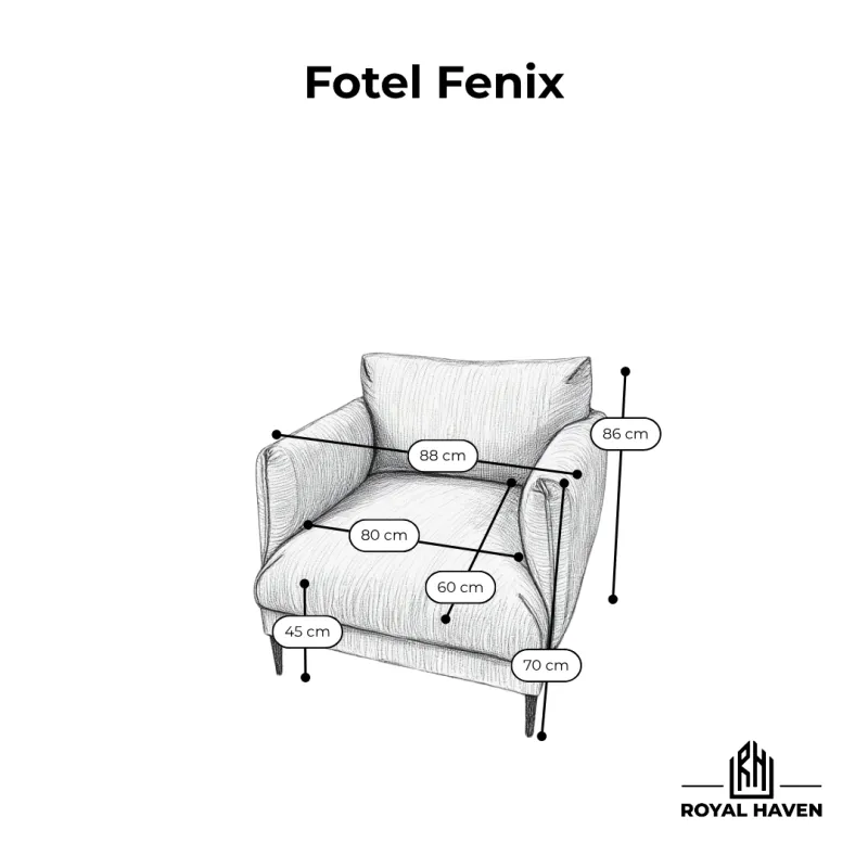Fotel tapicerowany wypoczynkowy FENIX beżowy do salonu Polska produkcja kolor do wyboru