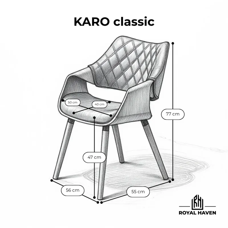 Krzesło tapicerowane welurowe KARO classic nowoczesne