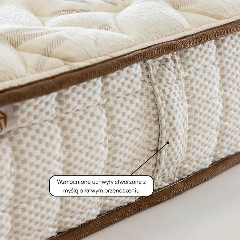 Materac Hybrydowy 160x200 H3 Średnio Twardy Kieszeniowy 7 stref Beżowy ROYAL SLIM 26 cm