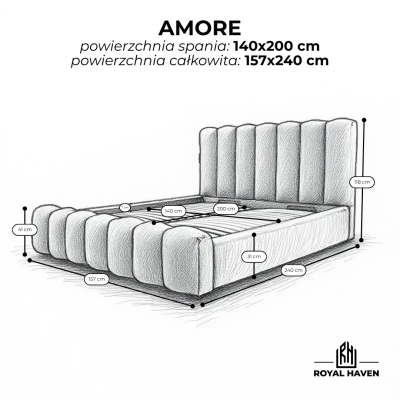 Łóżko tapicerowane 140x200 AMORE
