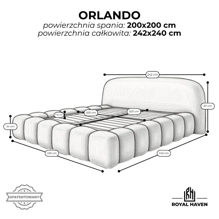 Łóżko tapicerowane 200x200 ORLANDO