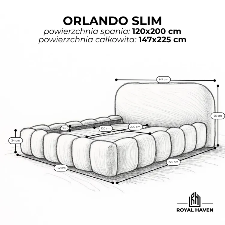 Łóżko tapicerowane 120x200 ORLANDO SLIM