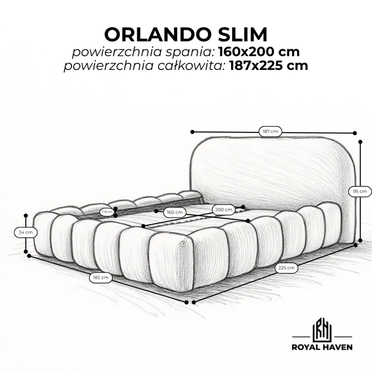 Łóżko tapicerowane 160x200 ORLANDO SLIM