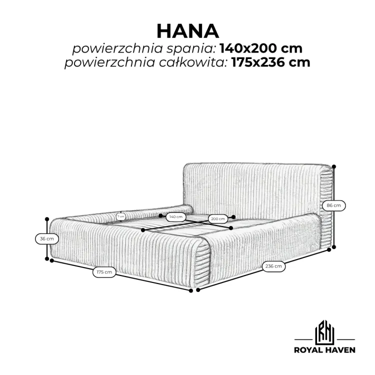 Łóżko tapicerowane 140x200 HANA