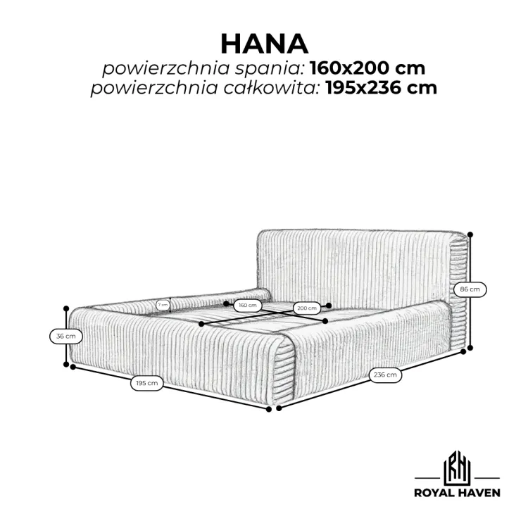 Łóżko tapicerowane 160x200 HANA