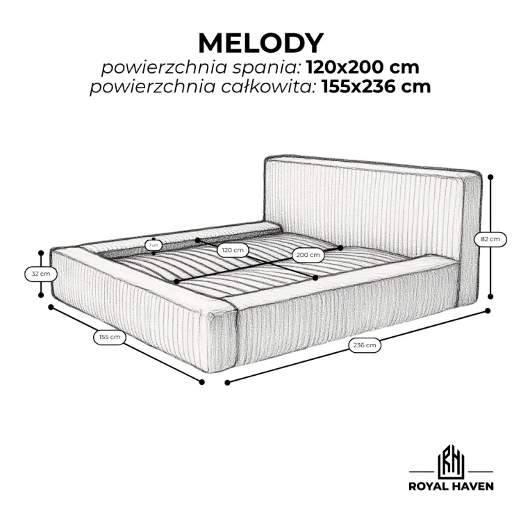 Łóżko tapicerowane 120x200 MELODY