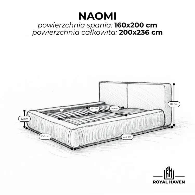 Łóżko tapicerowane 160x200 NAOMI