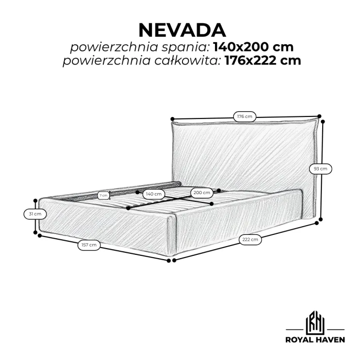 Łóżko tapicerowane 140x200 NEVADA